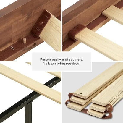 Mopio Ted Acacia Solid Wood Bed Frame with Headboard