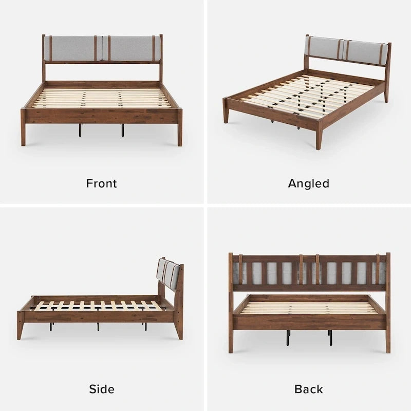 Mopio Ted Acacia Solid Wood Bed Frame with Headboard