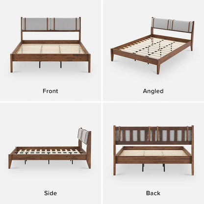 Mopio Ted Acacia Solid Wood Bed Frame with Headboard