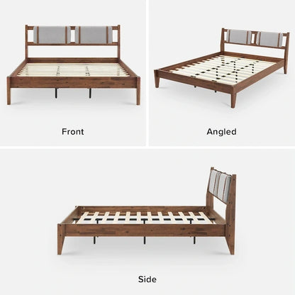Mopio Ted Acacia Solid Wood Bed Frame with Headboard