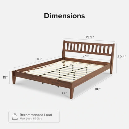 Mopio Ted Acacia Solid Wood Bed Frame with Headboard
