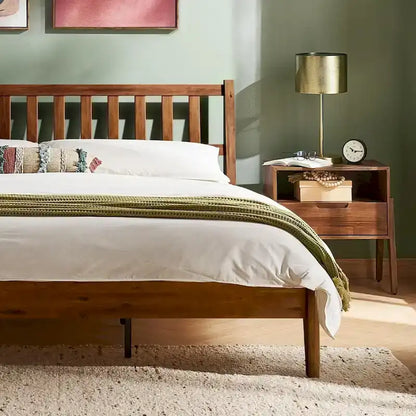 Mopio Ted Acacia Solid Wood Bed Frame with Headboard