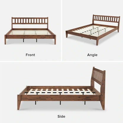 Mopio Ted Acacia Solid Wood Bed Frame with Headboard