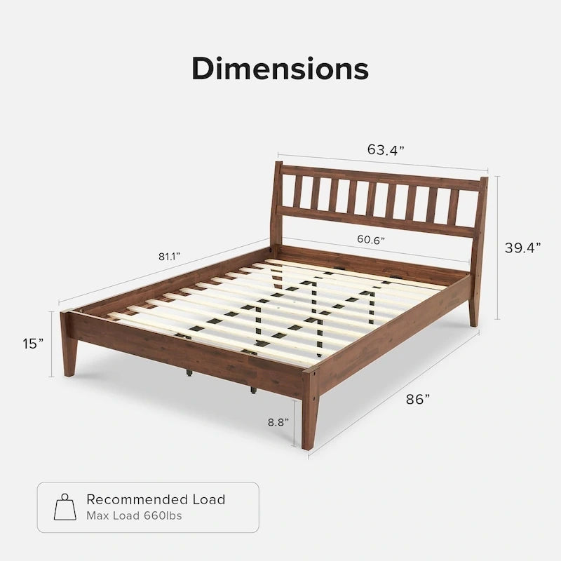 Mopio Ted Acacia Solid Wood Bed Frame with Headboard