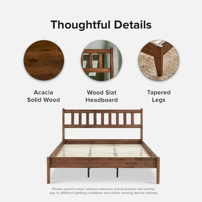 Mopio Ted Acacia Solid Wood Bed Frame with Headboard