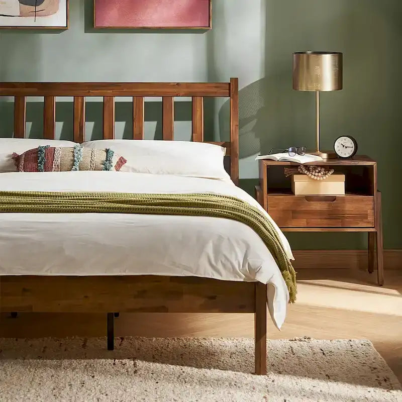 Mopio Ted Acacia Solid Wood Bed Frame with Headboard