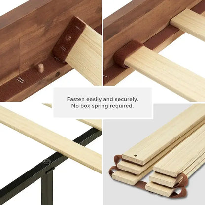 Mopio Ted Acacia Solid Wood Bed Frame with Headboard