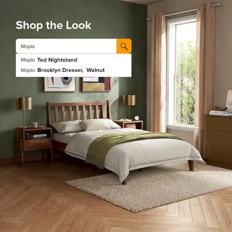 Mopio Ted Acacia Solid Wood Bed Frame with Headboard