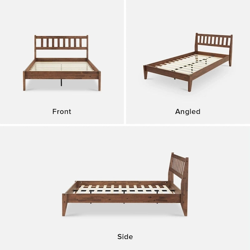 Mopio Ted Acacia Solid Wood Bed Frame with Headboard