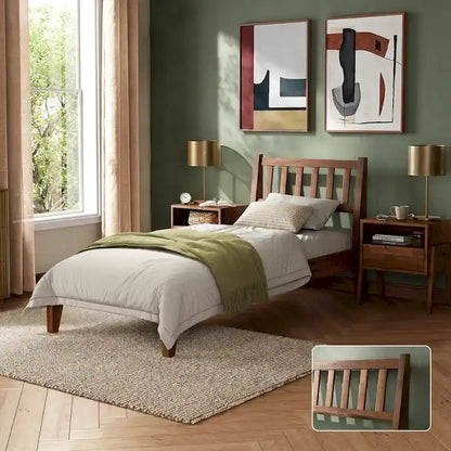 Mopio Ted Acacia Solid Wood Bed Frame with Headboard