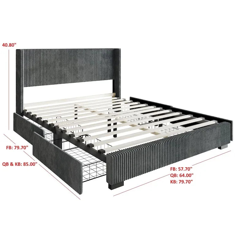 Rochester Full Upholstered Storage Platform Bed