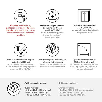 Key West 69W Queen Murphy Bed for Living Room or Guest Room by Bestar