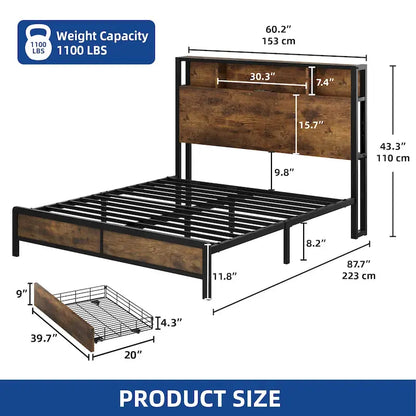 Moasis Queen 4 Storage Drawers Bed Frame with Headboard