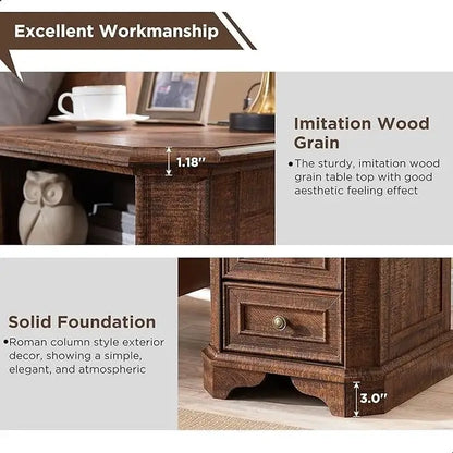 18 Farmhouse Nightstand with Charging Station, End Table,Side Table