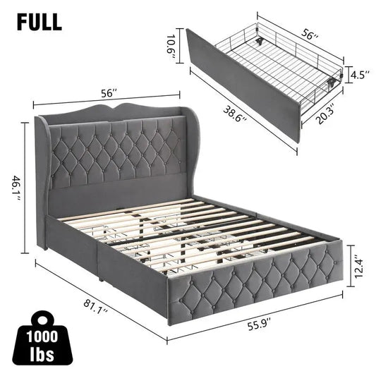 Queen Bed Frame with 4 Drawer