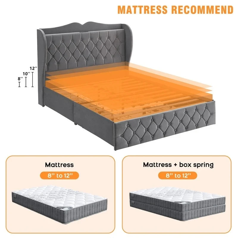 Queen Bed Frame with 4 Drawer