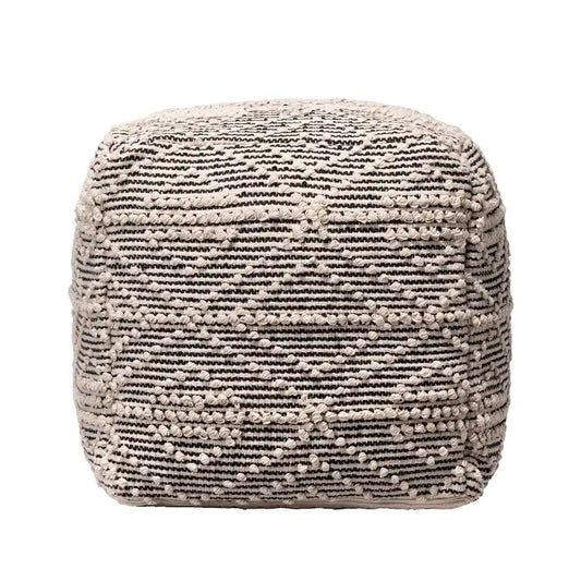 Nuloom Cotton Textured Trellis Ottoman Pouf