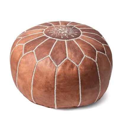 Nuloom Handmade Moroccan Leather Filled Ottoman Pouf