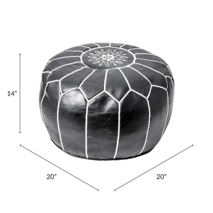 Nuloom Handmade Moroccan Leather Filled Ottoman Pouf