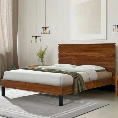 Mid-Century Modern Solid Wood Bed by Harper&Bright Designs