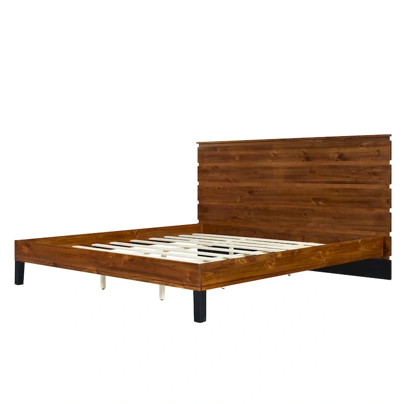Mid-Century Modern Solid Wood Bed by Harper&Bright Designs