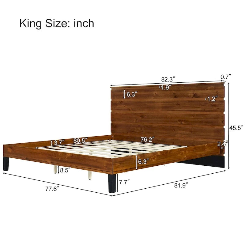 Lb. Number Address Mid-Century Modern Solid Wood Bed by Harper&Bright Designs – Noblebare