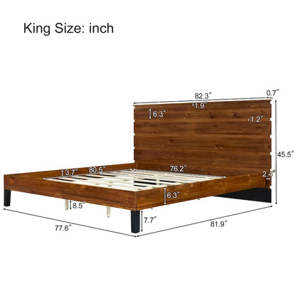 Mid-Century Modern Solid Wood Bed by Harper&Bright Designs