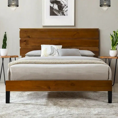 Mid-Century Modern Solid Wood Bed by Harper&Bright Designs