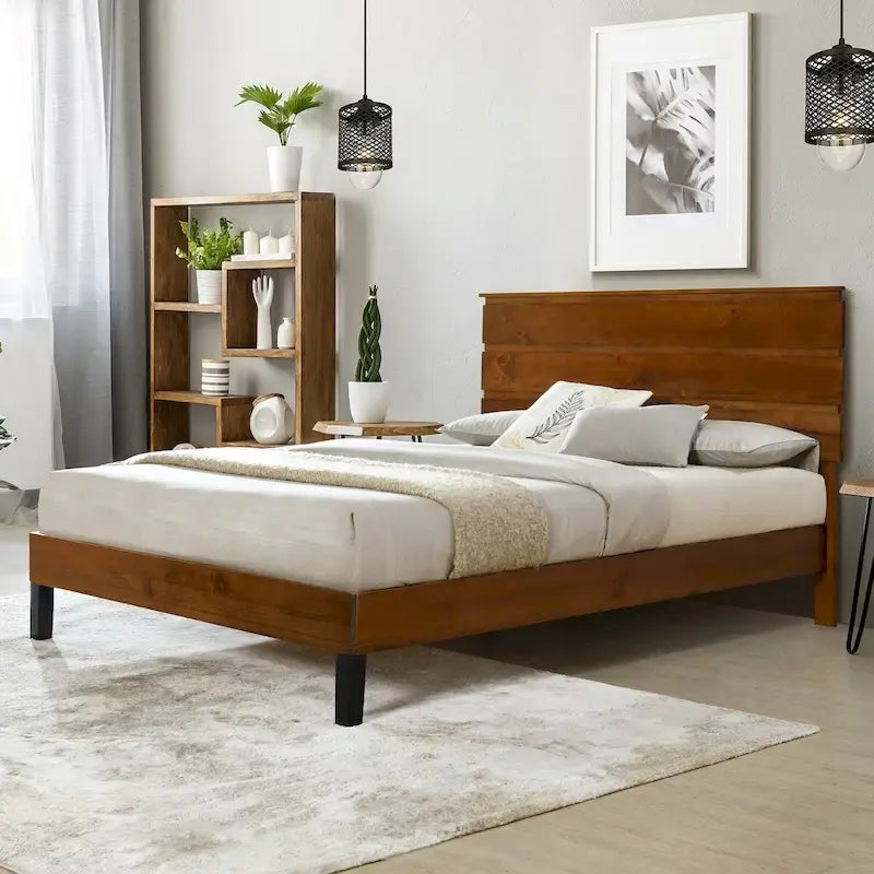 Mid-Century Modern Solid Wood Bed by Harper&Bright Designs