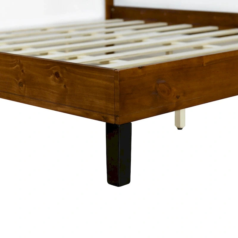 Mid-Century Modern Solid Wood Bed by Harper&Bright Designs