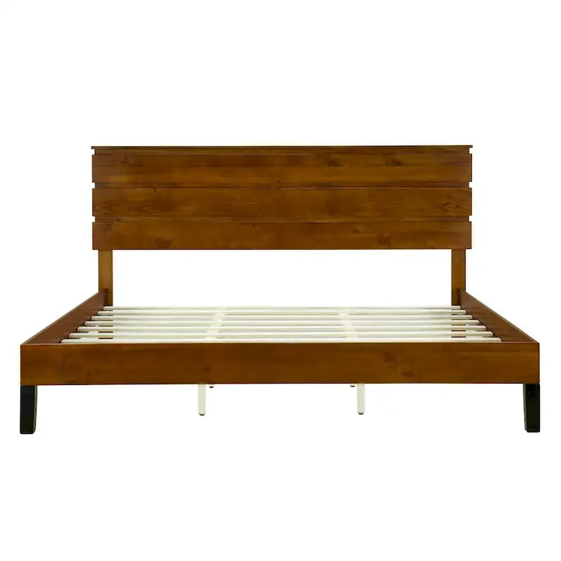 Mid-Century Modern Solid Wood Bed by Harper&Bright Designs
