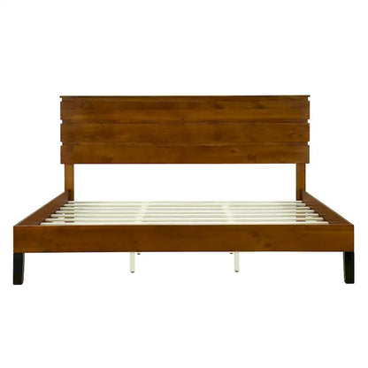 Mid-Century Modern Solid Wood Bed by Harper&Bright Designs
