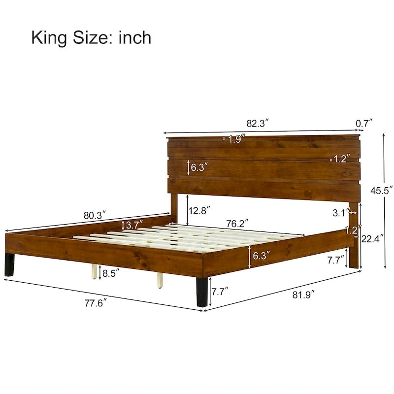 Lb. Number Address Mid-Century Modern Solid Wood Bed by Harper&Bright Designs – Noblebare