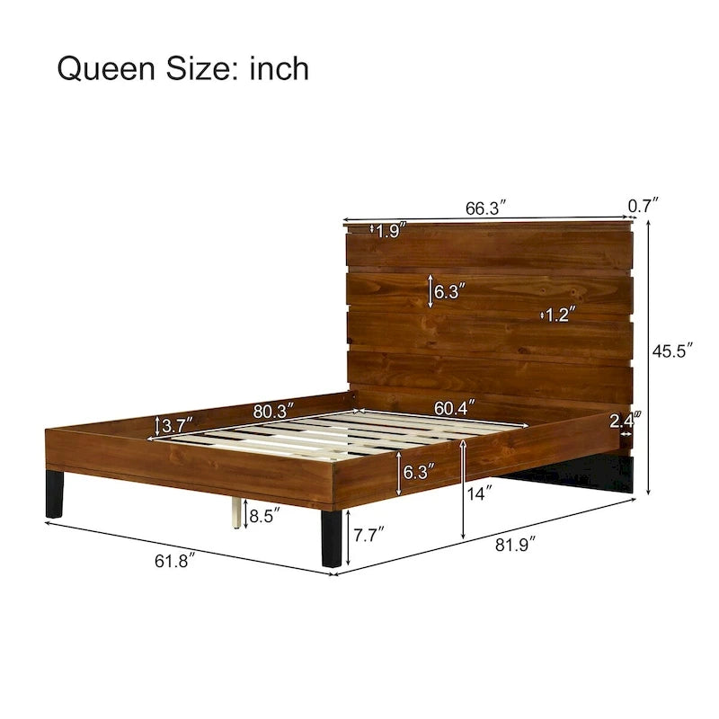 Lb. Number Address Mid-Century Modern Solid Wood Bed by Harper&Bright Designs – Noblebare