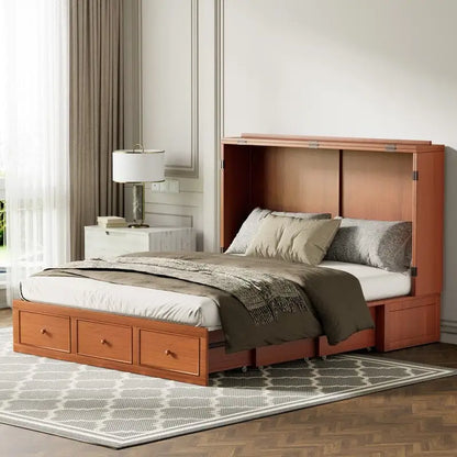 Mixoy Murphy Bed with Foldable Mattress,Modern Cube Cabinet Bed with Storage Drawer & USB Charging Station