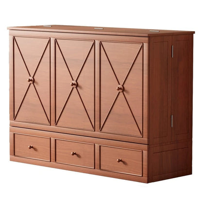 Mixoy Murphy Bed with Foldable Mattress,Modern Cube Cabinet Bed with Storage Drawer & USB Charging Station