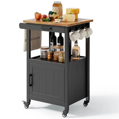 Wooden Kitchen Island Trolley Cart with Drawers