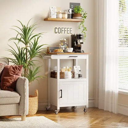 Wooden Kitchen Island Trolley Cart with Drawers