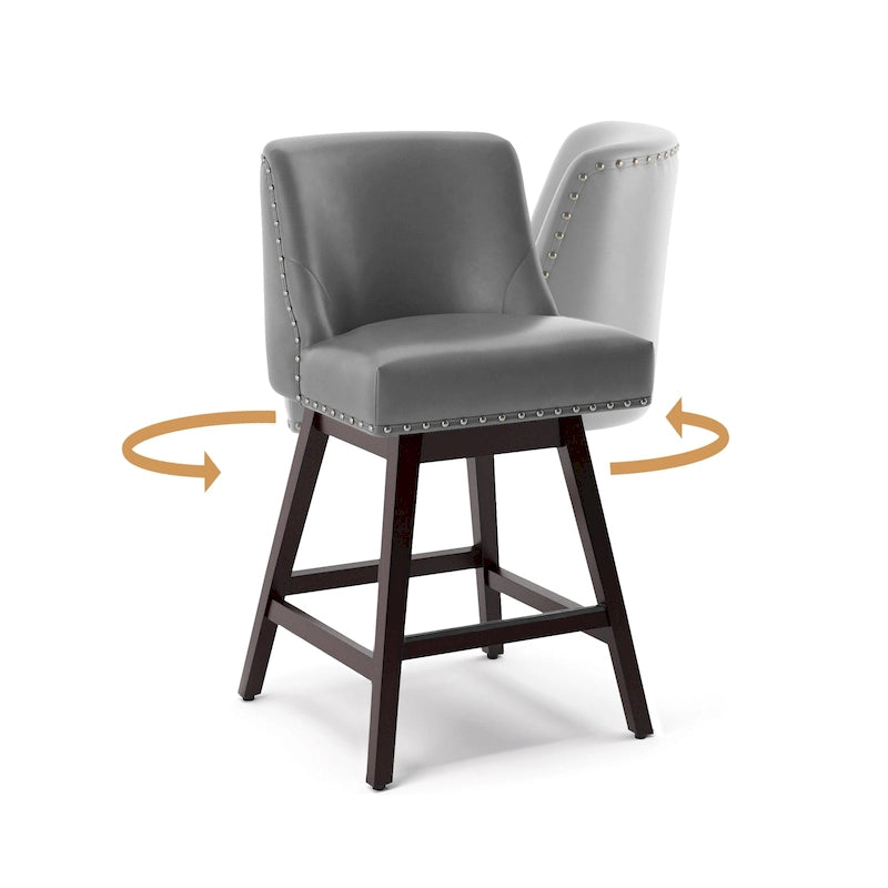 LUE BONA 26 in. Counter Height Bar Stools Upholstered Wood Frame Swivel Bar Stool with Farbic Seat Set of 3
