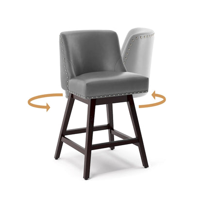 LUE BONA 26 in. Counter Height Bar Stools Upholstered Wood Frame Swivel Bar Stool with Farbic Seat Set of 3