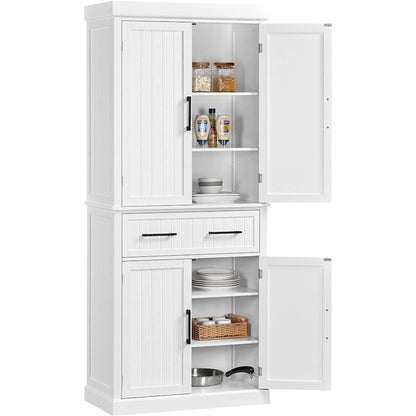 Yaheetech Wooden Kitchen Pantry Storage Cabinet with Doors and Shelves
