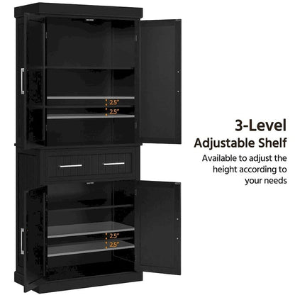 Yaheetech Wooden Kitchen Pantry Storage Cabinet with Doors and Shelves