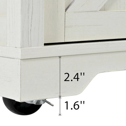 53.5 Farmhouse Kitchen Island with Power Outlet, Drop Leaf, Spice Rack, Drawer, and Wheels
