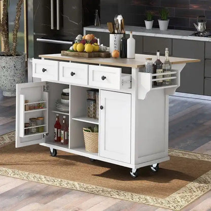 Portable Rolling Kitchen Island Cart with Storage