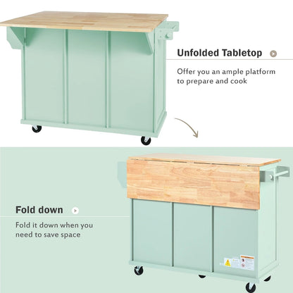 Portable Rolling Kitchen Island Cart with Storage