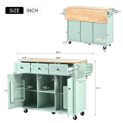 Portable Rolling Kitchen Island Cart with Storage