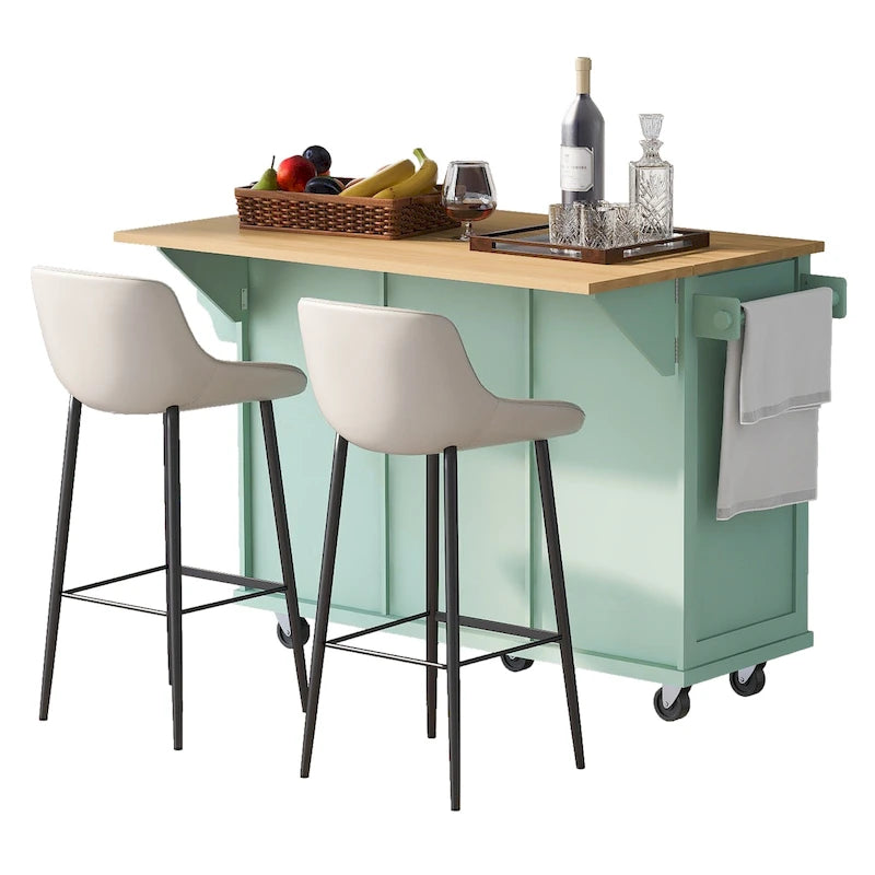 Portable Rolling Kitchen Island Cart with Storage