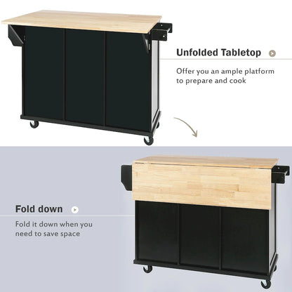 Portable Rolling Kitchen Island Cart with Storage