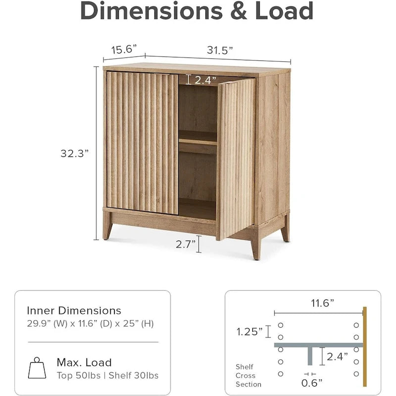 Mopio Brooklyn Storage Cabinet, Modern Farmhouse Entryway Accent Cabinet, Buffet Sideboard, Credenza