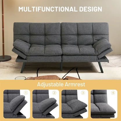 Futons Couch, Upholstered Convertible Folding Futon Sofa Bed for Compact Living Space, Apartment, Dorm,Faux Leather